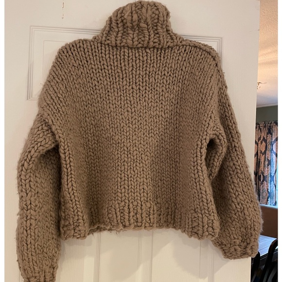 Loopy Mango Sweaters - LOOPY MANGO Handmade Merino wool funnel neck sweater in taupe